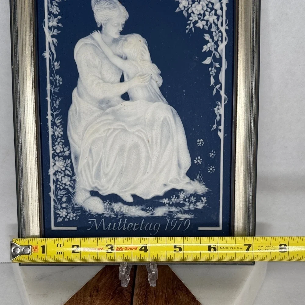 Villeroy & Boch Mettlach Jasperware Framed Plaque Mother & Child